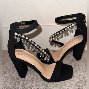 Heels Heels Heels A Moment Of Luxe Rhinestone Trim Block Heels size 5.5 sexy ✨💎